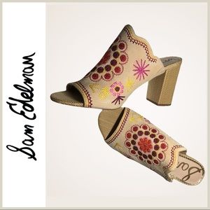 Sam Edelman “Olive” Floral Embroidered Slides NWOT